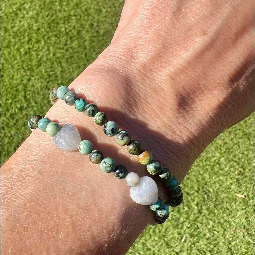 Turquoise and Labradorite Beaded Bracelets- handcrafted